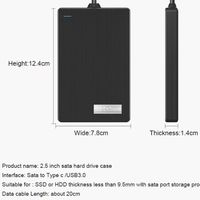 Casing HDD Desain Pribadi 2.5 Inch dengan Kabel USB3.0 Terintegrasi, Kotak Hard Drive, Box Hard Disk