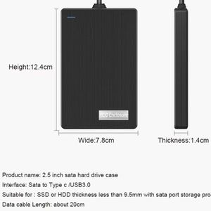 กล่องใส่ฮาร์ดดิสก์กันกระแทก USB 3.0 ขนาด 2.5 นิ้ว สำหรับ SATA HDD ภายนอก ผลิตจากพลาสติก ABS พร้อมสายเคเบิล - Product Image 4