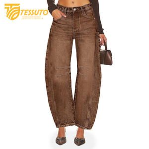 Pantalones cargo de cintura alta para mujer Vaqueros de cintura alta elegantes - Product Image 1