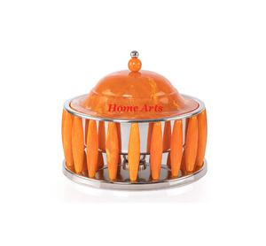 Calentador de comida de acero inoxidable y Meena, plato de servicio hecho a mano de forma redonda, plato de frotamiento para buffet de comida a granel - Product Image 1