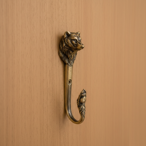 Vintage wolf shape wall hook in antique brass finish decorative animal coat hanger for home entryway bedroom decor - Product Image 5