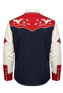 Camisa Vaquera Occidental Unisex de Corte Ajustado con Ribete en Contraste, Personalizada OEM, Manga Larga, Bordada, Estilo Rodeo, con Botones, Vintage, Casual - Product Image 2
