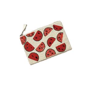 Porte-monnaie brodé de perles de rocaille tendance avec fermeture éclair, mini porte-monnaie brodé de perles de rocaille décoratives - Product Image 1