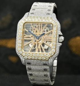 Luxury Mechanical Stainless Steel <b>Watch</b> Full Iced <b>Black</b> Moissanite Diamond Unique Brilliant Shine Classic Design Water Resistant - Product Image 1