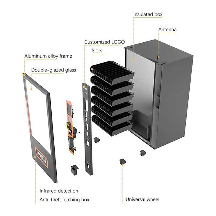 Vending Machines With Refrigerated Drinks And Snack Section Touch Screen For Easy Access Smart Combo Low Price