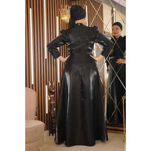 ชุดราตรีสีดำ MSW19128-1 สำหรับคนไซส์ใหญ่ ชุดออกงานทรงบอลกาวน์ ไหล่รูด คอสูง แขนสั้น ทรงเอ็มไพร์ ยาวแบบแม็กซี่ ไซส์ XS-XL - Product Image 5