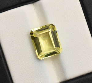 Piedra Preciosa de Cuarzo Limón Natural, Cuarzo Limón Amarillo 12X10 mm, Corte Esmeralda, para Joyería, 6.10 Quilates, Piedra Preciosa Suelta para Joyería - Product Image 6