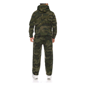 Wholesale <b>Men</b> Winter Cotton Fleece Tracksuit Two Piece Sportswear Set Long Sleeve Zipper <b>Jacket</b> Jogger Pants <b>Camo</b> Design Hooded - Product Image 3