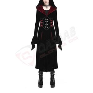 Abrigo Gótico Negro con Capucha Color Granate, de Terciopelo Sólido, Transpirable e Impermeable, de Algodón y Poliéster, con Mangas Acampanadas, para Verano - Product Image 3