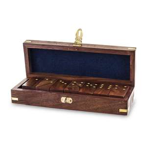 Boîte de jeu de dominos en bois artisanal naturel pour cadeaux, accessoires, gravure de logo personnalisé - Product Image 2