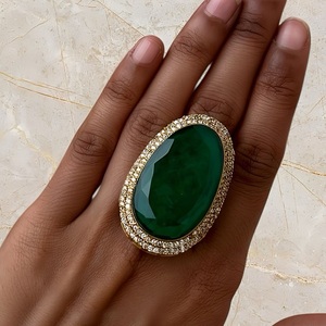 แหวนประดับหินชุบทองแบบดั้งเดิมมีสไตล์สำหรับงานแต่งงานงานหมั้นสวมใส่สำหรับผู้หญิงและเด็กผู้หญิง - Product Image 1