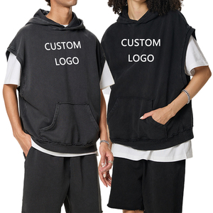 Ropa de calle de alta calidad, camiseta sin mangas, 350g, 100% de algodón, sudaderas sin mangas de gran tamaño, camiseta sin mangas lavada con ácido para hombres - Product Image 5