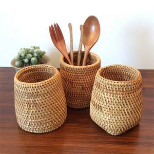 Premium Vietnam fait à la main bleu naturel rotin pliant contemporain porte-baguettes écologique organisé vaisselle étagère de rangement - Product Image 5