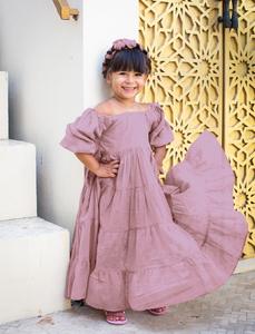 Hot Sale Products Summer Kids Clothing Elegant Western Children's Wear Baby <b>Long</b> Sleeve Dust Pink Girls Dress - Product Image 3