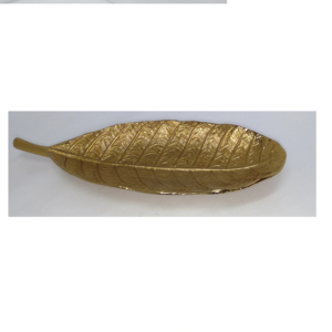 Plat de service en aluminium métal artisanal en forme de feuille d'or antique vaisselle moderne de luxe classique Art déco décor d'hôtel à la maison - Product Image 1