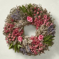 Couronne de fleurs séchées en gros MCflora : Herbe de la Pampa, Eucalyptus, Gypsophile, Blé – Décoration murale rustique pour mariage et maison
