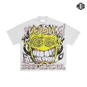 Polos de hombre de talla grande de algodón 100% de peso pesado personalizado de alta calidad, camisetas sueltas con lavado ácido Vintage rasgadas desgastadas - Product Image 2