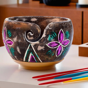 ชามไหมพรมวาดด้วยมือ | ที่เก็บของเซรามิกสีสันสดใสสำหรับถัก & อุปกรณ์ถัก | งานฝีมือทำด้วยมือทางศิลปะโดย ayaans - Product Image 1