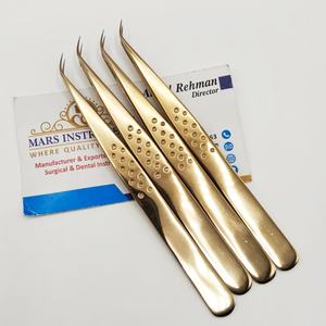 Pinzas de Fibra con Punta de Plasma Dorada, Pinzas Curvas en J de Acero Inoxidable para Extensiones de Pestañas, Pinzas para Pestañas en Abanico, Pinzas de Aislamiento - Product Image 5