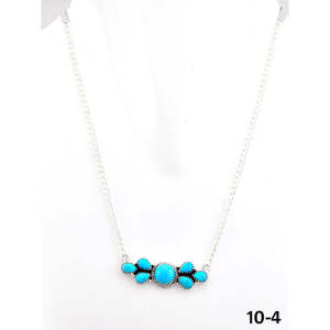 Collier en turquoise de Kingman du sud-ouest et argent sterling, fait main, motif en forme de fleur - Product Image 1
