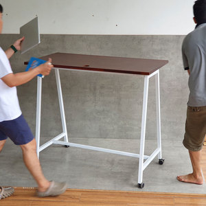 Escritorio minimalista FOS de 120x60 cm, madera de Melaleuca con patas de hierro, requiere montaje, muebles de oficina - Product Image 6