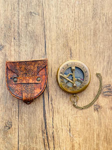 Brújula Náutica de latón con esfera solar, brújula de latón hecha a mano con caja de cuero, regalo de promoción, dirección solar corporativa, nueva - Product Image 3