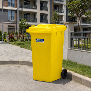 Hot Sale Luxury Yellow Plastic 240L Eco-Friendly Waste Container Best Quality Outdoor Induction Standing Garbage <b>Bin</b> - Product Image 1
