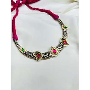 Collier en argent 925 avec motif floral Anokhi Fusion Chittai réglable pour mariages - Product Image 4