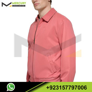 เสื้อแจ็กเก็ตบอมเบอร์สำหรับผู้ชายเสื้อแจ็กเก็ตกอล์ฟสิ่งทอลายทแยงสีแดง - Product Image 5