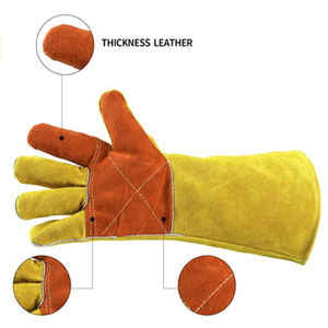 Precio de fábrica Guantes de soldadura de cuero para barbacoa resistentes al fuego y al calor - Product Image 3