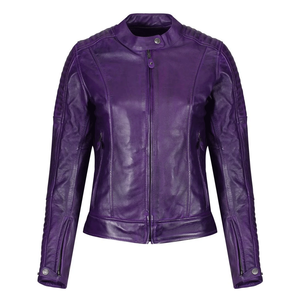 Chaqueta de moto de cuero genuino para mujer, protecciones blindadas CE, chaqueta de moto de carreras amarilla para invierno de talla grande - Product Image 5