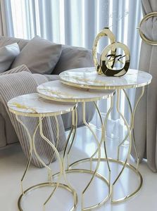 โต๊ะกาแฟทรงกลมพร้อมตัวเครื่องทำจากโลหะสำหรับตกแต่งห้องนั่งเล่น - Product Image 3