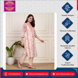 ชุดสูท3ชิ้นสำหรับผู้หญิงทั่วไปชุดกางเกง kurti พิมพ์ลายดิจิตอลแบบอินเดีย - Product Image 3