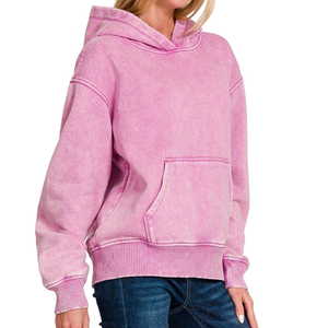Robe sweat-shirt douce de haute qualité, sweat-shirts imprimés personnalisables pour femmes, sweat-shirts à épaules tombantes délavés à l'acide - Product Image 4
