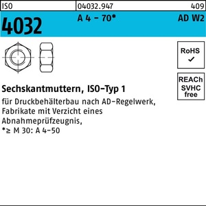 น็อตหกเหลี่ยม ISO 4032 M16 A4-70 รุ่น AD-W2 แพ็ค 50 ชิ้น - Product Image 1