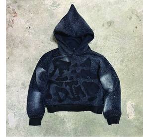 Sudadera con Capucha Unisex de Invierno con Pedrería Brillante, Estilo Urbano, Diseño OEM de Lujo, Felpa de Algodón con Cristales, Personalizable - Product Image 1