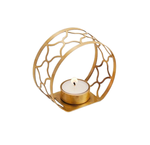 Portavelas metálico de hierro Portavelas dorado Candelabros decorativos para portavelas de luz de té - Product Image 6