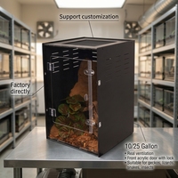 Terrarium Premium 12x12x18 pouces pour reptiles, grandes cages pour l'élevage de gecko cranté, avec porte en acrylique anti-casse et ventilation pour animaux de compagnie