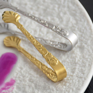 Metal <b>Serving</b> <b>Tongs</b> with Gold and Silver Color Plated Finished Perfect for Kitchenware Tools and Elegant Home Dining Use - Product Image 4