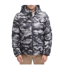 Chaqueta acolchada para hombre con diseño personalizado y cuello alto, técnica lavada de lona negra, estilo de calle frontal, invierno y otoño, OEM - Product Image 1