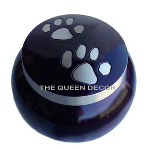 Hecho a mano Aluminio Metal Forma redonda Acabado azul Odyssey Urnas de cenizas Suministros funerarios Superventas - Product Image 1