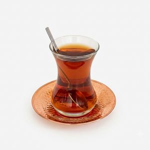 Soucoupe à thé en cuivre rouge Otag 11 cm, durable, authentique, martelée à la machine, soucoupe en verre turc pour le service traditionnel du thé - Product Image 1