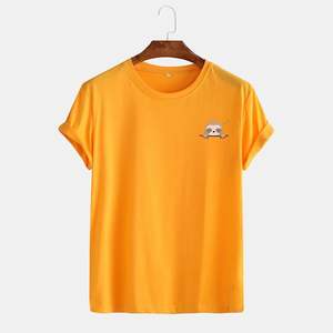 T-shirt décontracté en coton pour hommes 100% tissu tricoté en bambou coupe ample logo personnalisé imprimé en gros vêtements vierges - Product Image 2