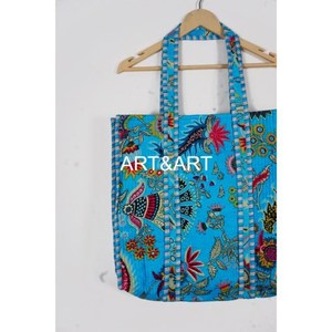 Đẹp Hoa Khối In Bông Tote Công Suất Lớn Túi Bông Mua Sắm Túi Dân tộc Bông Vai Tote Túi Quà Tặng Cho Cô - Product Image 3