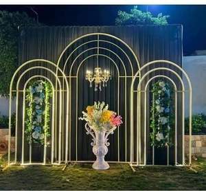 Metal Golden Arch Style Square Durable Eco-Friendly Folding Portable 10ft+ Height Event Party Wedding Birthday <b>Backdrop</b> <b>Stand</b> - Product Image 5