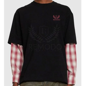Camiseta transpirable de doble capa personalizada de alta calidad, precio superior, 100% algodón, Impresión de logotipo personalizado, camiseta de doble capa para hombre - Product Image 3