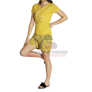 Conjunto de manga corta con logotipo personalizable, conjunto corto deportivo estampado para mujer, conjunto corto de algodón 2025 al por mayor para mujer - Product Image 6