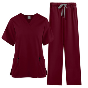 Comfortable Practical Spandex Short Sleeve Hospital Medical <b>Scrubs</b> Stand Collar <b>Nurse</b> <b>Scrub</b> Sets Practical Staff Uniforms - Product Image 4