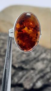 Anillo de Bodas de ámbar Báltico delicado, Plata de Ley 925, piedra preciosa Natural ovalado de corte, joyería fina hecha a mano para mujer - Product Image 2