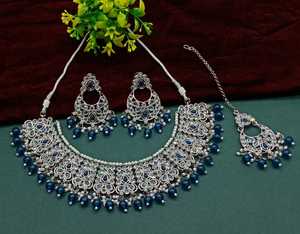 ชุดสร้อยคอและเครื่องประดับสำหรับผู้หญิงชุดโช้คเกอร์ประดับมุก & แฟชั่นแบบไม่เจียระไนลาย - Product Image 3